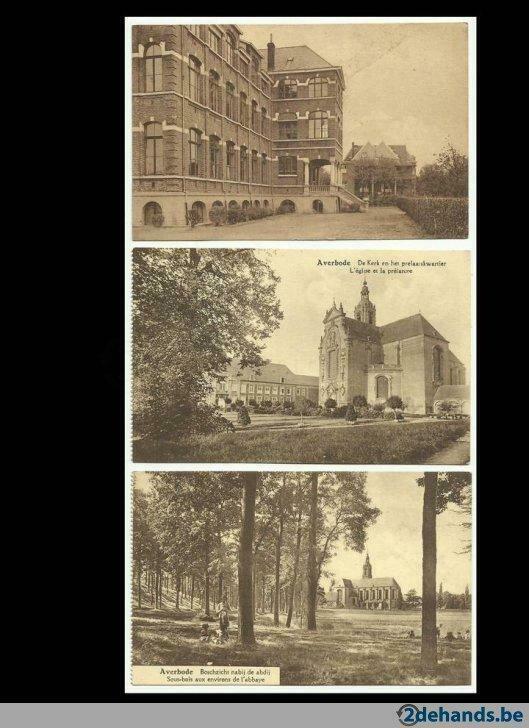 Prentbriefkaarten Abdij Averbode - sepia, Verzamelen, Foto's en Prenten, Gebruikt, Foto, Gebouw, Voor 1940, Ophalen of Verzenden