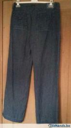 Damesbroek in linnen stof jeanskleur batton rouge, Gedragen, Blauw, Maat 42/44 (L), Ophalen of Verzenden
