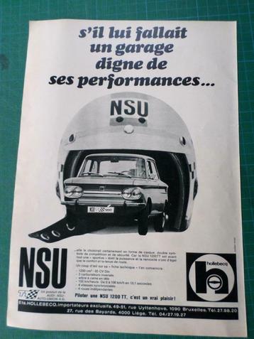 NSU 1200 TT - publicité papier - 1970, Enlèvement ou Envoi, Utilisé, Autres types