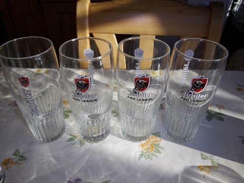 Jupiler Pro League glazen - 4 stuks, Verzamelen, Biermerken, Zo goed als nieuw, Glas of Glazen, Jupiler, Ophalen of Verzenden