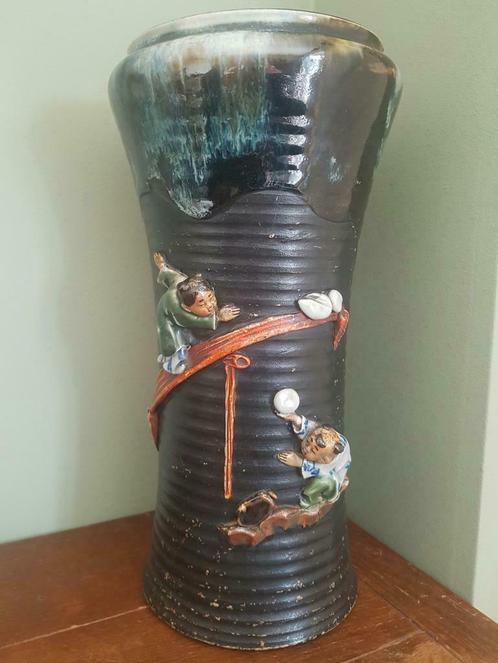 BESCHIKBAAR * Zeldzame Antieke Japanse Sumida Vaas ( 29 cm ), Antiquités & Art, Antiquités | Céramique & Poterie, Enlèvement