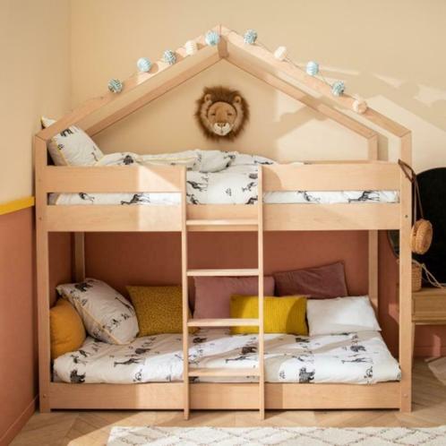 Cabine stapelbed 90x190 massief beuken, Kinderen en Baby's, Kinderkamer | Stapelbedden en Hoogslapers, Nieuw, Stapelbed, Ophalen of Verzenden