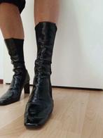 Livraison gratuite Black Party 90s Vintage Block Heel Boots, Comme neuf, Noir, Envoi, Bottes hautes