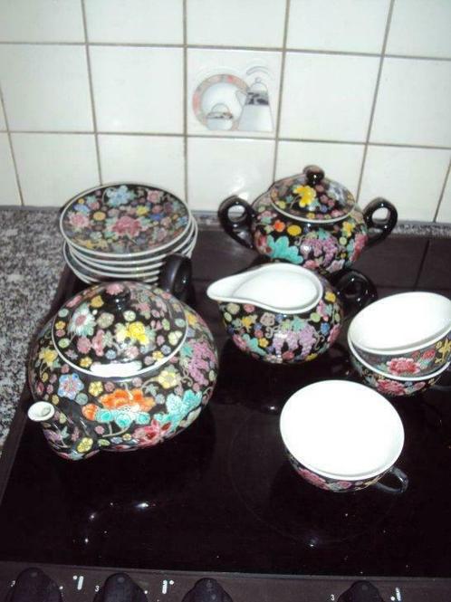 Zwart chinees theeserviesje, Huis en Inrichting, Keuken | Keukenbenodigdheden, Gebruikt, Ophalen of Verzenden