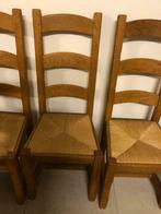 6 stoelen massief eik zitvlak in riet nog nieuw, Huis en Inrichting, Stoelen, Ophalen, Zo goed als nieuw, Riet of Rotan