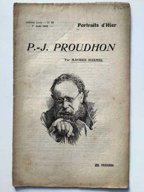 Portraits d'Hier P.-J. Proudhon par Maurice Harmel, Boeken, Tijdschriften en Kranten, Ophalen of Verzenden
