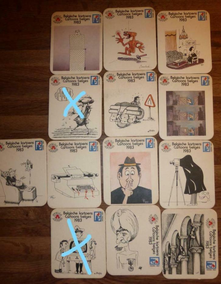 18 bierviltjes met cartoons Stella Artois, Verzamelen, Biermerken, Gebruikt, Viltje(s), Stella Artois, Ophalen of Verzenden