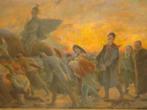 Auguste LEVEQUE °1864-1921 olie/doek 'les déportés' oorlog, Antiek en Kunst, Ophalen
