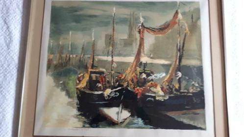 tableau peinture Rowet Ostende le port, Antiek en Kunst, Kunst | Schilderijen | Klassiek, Ophalen