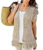 Gilet ouvert en maille crochet, Comme neuf, Taille 38/40 (M), Autres couleurs, Bleu Bonheur