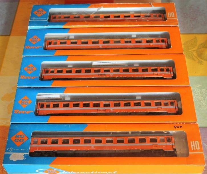 Roco HO 4236 & 37 - 5 wagens 1/100 NMBS I6 B11 Eurofima oran, Hobby en Vrije tijd, Modeltreinen | H0, Gebruikt, Wagon, Roco, Ophalen of Verzenden