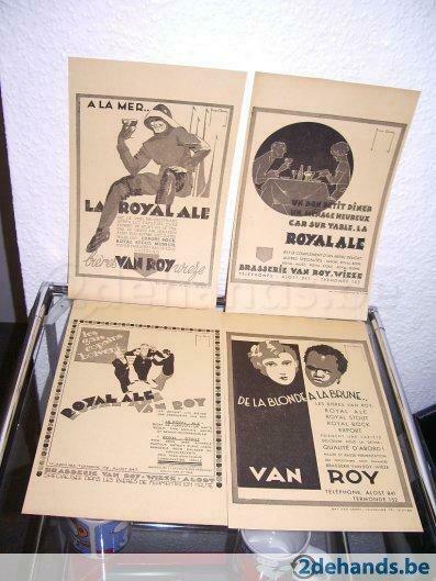 4 x prenten brasserie Van Roy Wieze, Royale Ale R. Vandoren, Verzamelen, Biermerken, Gebruikt, Overige typen, Overige merken, Ophalen of Verzenden