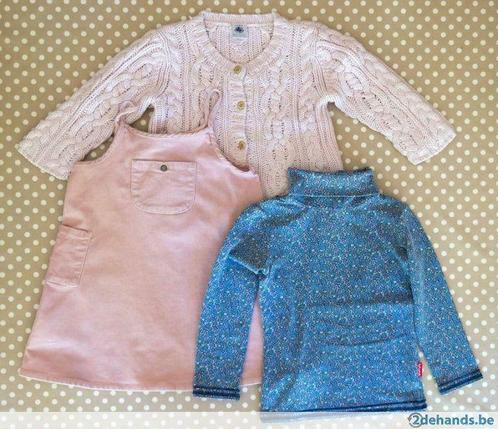 Oud roze velouren kleedje + golfje Petit Bateau, 24m, Kinderen en Baby's, Kinderkleding | Maat 92, Gebruikt, Meisje, Jurk of Rok