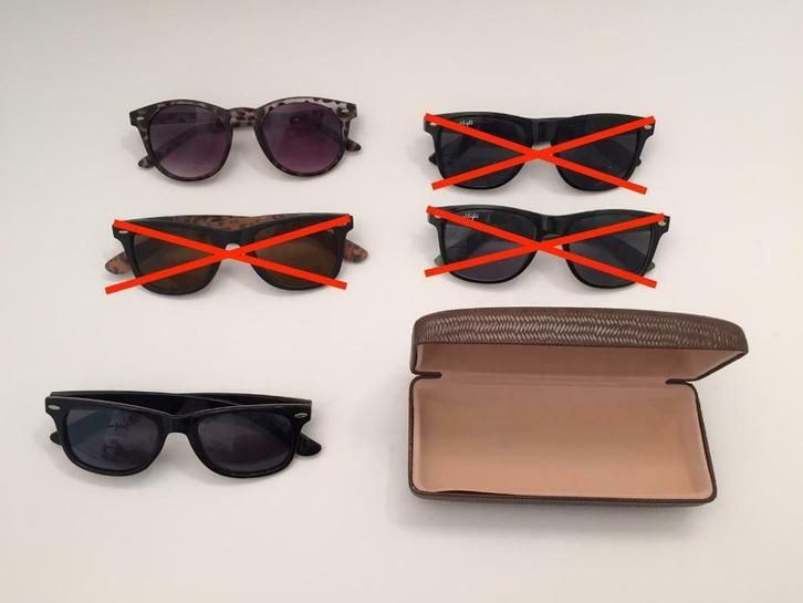 Zonnebrillen + brillenkoker, Handtassen en Accessoires, Zonnebrillen en Brillen | Dames, Zo goed als nieuw, Zonnebril, Overige merken