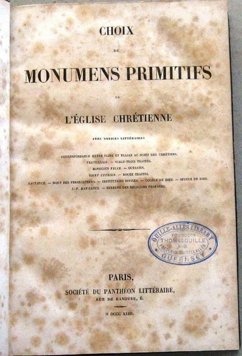 Choix Primitifs de l'Église Chrétienne 1843, Antiquités & Art, Antiquités | Livres & Manuscrits, Enlèvement ou Envoi
