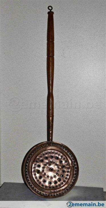 bassinoire cuivre manche chêne, Antiquités & Art, Antiquités | Bronze & Cuivre, Cuivre, Enlèvement ou Envoi