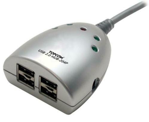 Topcom USB Hub 204p 4 Port USB Hub (USB 2.0) met Voeding, Computers en Software, Pc- en Netwerkkabels, Nieuw, Ophalen of Verzenden