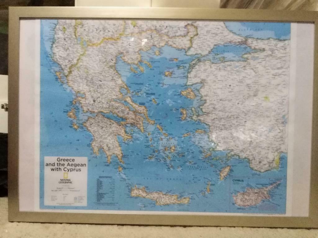 fotolijst / fotokader met kaart Griekse eilanden, Audio, Tv en Foto, Ophalen, Gebruikt