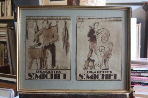 Cigarettes St. Michel - Delamare & Cerf (Francis Delamare), Antiek en Kunst, Kunst | Litho's en Zeefdrukken, Ophalen of Verzenden