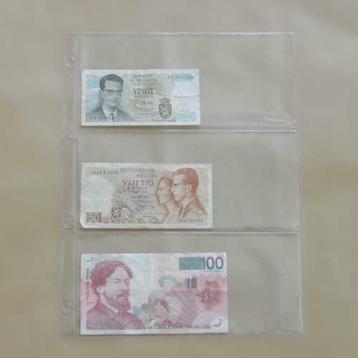 25 feuilles format Din à 2 ou 3 compartiments pour billets, Timbres & Monnaies, Enlèvement ou Envoi