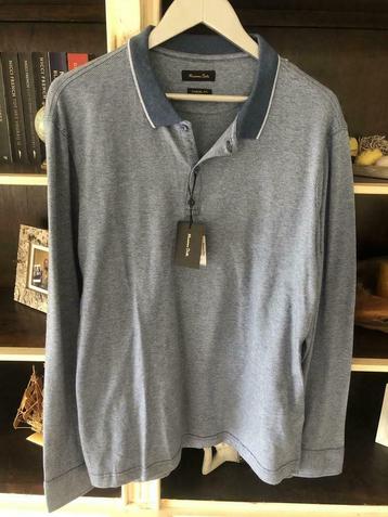 Massimo Dutti polo, maat XL, lichtblauw, lange mouwen, nieuw