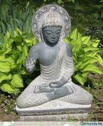 Boeddha zegenend zwart graniet ca. 79 cm, Tuin en Terras, Tuinbeelden, Ophalen of Verzenden, Zo goed als nieuw, Steen, Boeddhabeeld