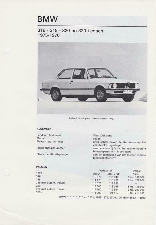 BMW 316 - 318 - 320 en 320 i coach 1975-1976 en 1971-1974, Livres, Autos | Brochures & Magazines, Comme neuf, BMW, Enlèvement ou Envoi
