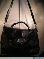 sac bandouliere + poignee/cuir noir/massimo dutti, Handtassen en Accessoires, Ophalen of Verzenden, Gebruikt, Zwart