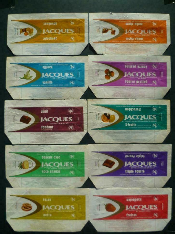 chocolade Jacques x 10 chocolat wikkels emballage omslagen, Collections, Collections Autre, Utilisé, Enlèvement ou Envoi