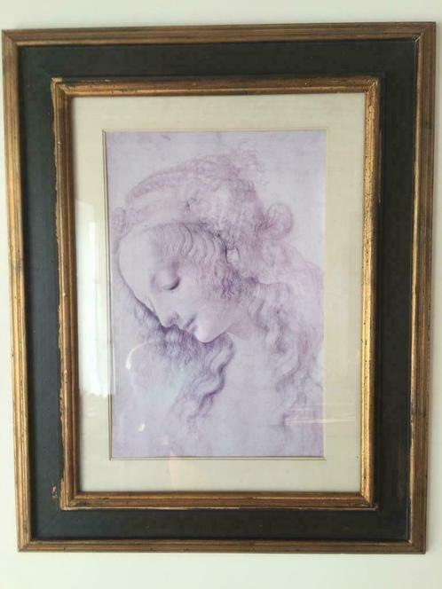 Ingelijst Canvas Studietekening - Leonardo da Vinci., Huis en Inrichting, Woonaccessoires | Lijsten, Gebruikt, Hout, Ophalen