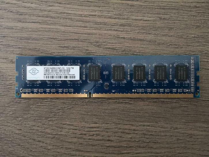 RAM Nanya 2GB 2Rx8 PC3 DDR3 10600U 1333Mhz, Informatique & Logiciels, Mémoire RAM, Comme neuf, Desktop, 2 GB, DDR3, Enlèvement ou Envoi