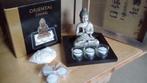 Bougies Bouddha gris clair sur plateau avec bougies en pierr, Maison & Meubles, Enlèvement ou Envoi, Bougie, Gris, Neuf