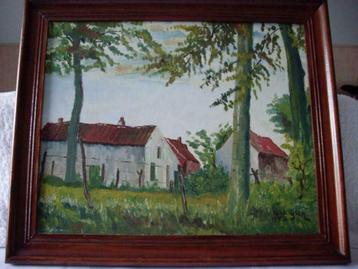 Schilderij op hout "boerenfermet" gesigneerd 1932 beschikbaar voor biedingen