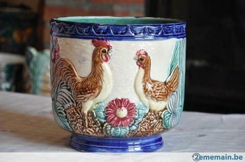 §cache pot barbotine de wasmuel aux poule, Antiek en Kunst, Antiek | Keramiek en Aardewerk, Ophalen