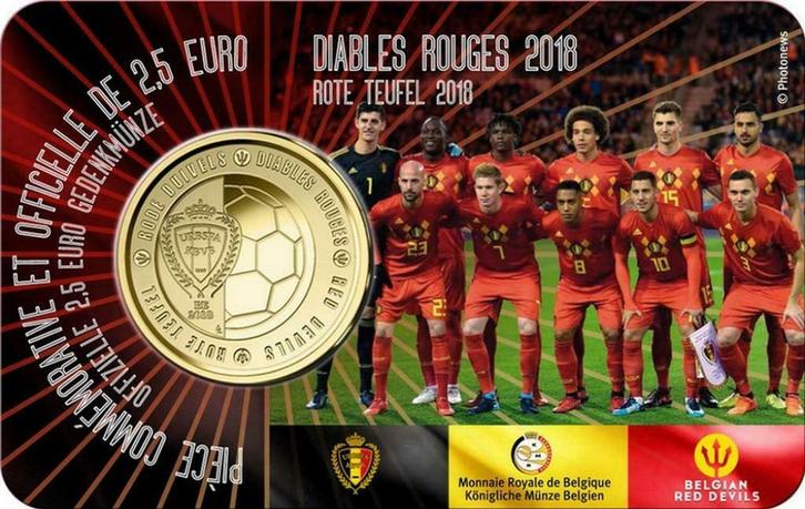 Pièce 2,5 € commémorative officielle des Diables Rouges 2018, Postzegels en Munten, Munten | Europa | Euromunten, Setje, Overige waardes