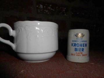 set verzameling  5 mini oude  bierpotten, Enlèvement, Utilisé
