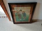 Ingekaderde print van F.Charlet : 2 jongens met sigaar, Antiek en Kunst, Ophalen