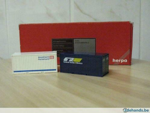 Herpa containers 20ft Central Trailer Rentco en DB, Hobby en Vrije tijd, Modelbouw | Auto's en Voertuigen, Gebruikt, Truck, Ophalen