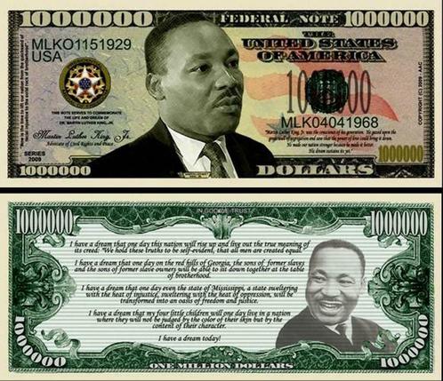 USA 1 Million $ Commemorative Bankbiljet Martin Luther King, Postzegels en Munten, Bankbiljetten | Amerika, Los biljet, Noord-Amerika