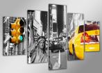 Nieuw * 5 Luik van Canvas * Taxi New York 80x160cm, Nieuw, Schilderij, Ophalen of Verzenden, 125 cm of meer