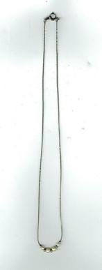 Zilverkleurige halsketting met 4 parels (Juweel 0077), Handtassen en Accessoires, Kettingen, Ophalen of Verzenden, Gebruikt, Zilver