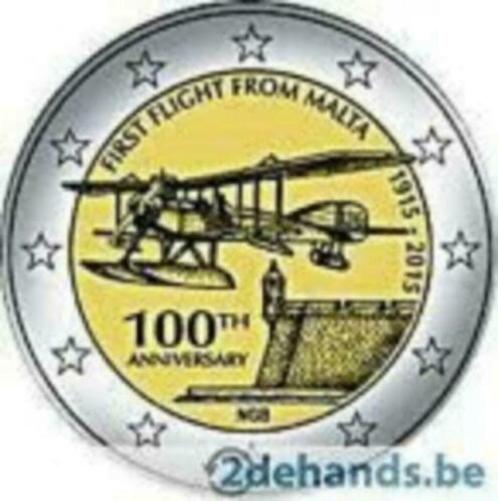 2 euro Malta 2015 '100 jaar 1e vliegtuigvlucht', Postzegels en Munten, Munten | Europa | Euromunten, Losse munt, 2 euro, Malta
