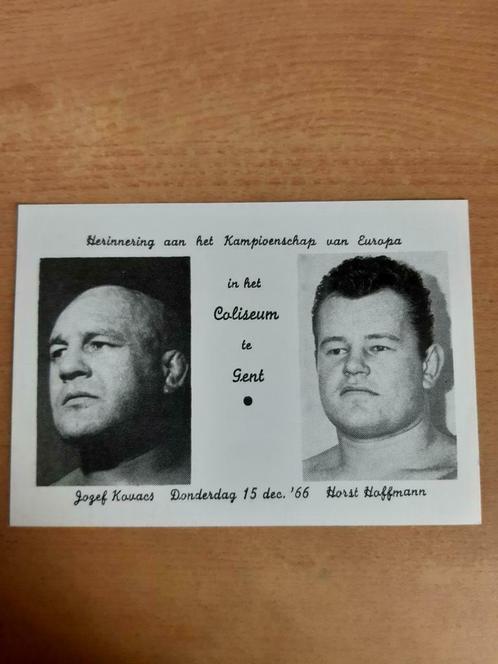 1966 Championnat d'Europe Wrestling Gent flyer, Collections, Photos & Gravures, Comme neuf, Gravure, Autres sujets/thèmes, 1960 à 1980