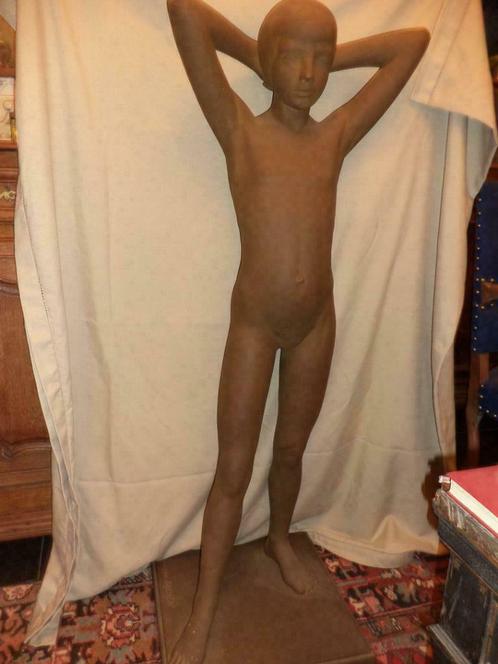 Adolphe DAENEN XL jeune fille nue seul exempl. plâtre 143 cm, Antiquités & Art, Art | Sculptures & Bois, Enlèvement