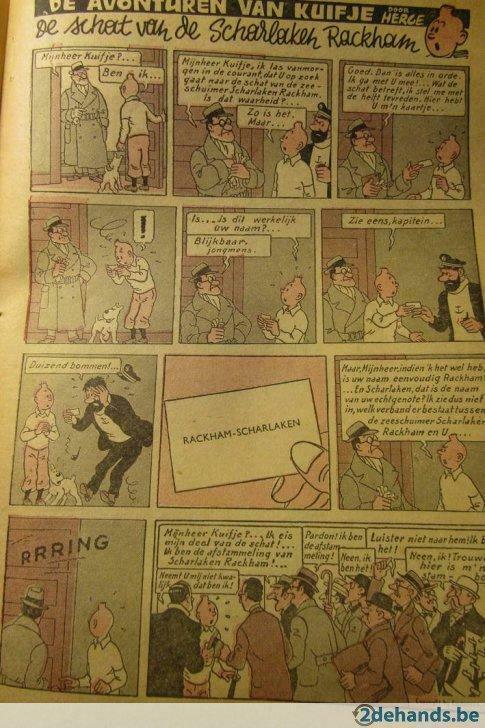 Kuifje in zwart/wit/roze druk uit 't Kapoentje (5x) uit 1953, Livres, BD, Utilisé, Enlèvement ou Envoi