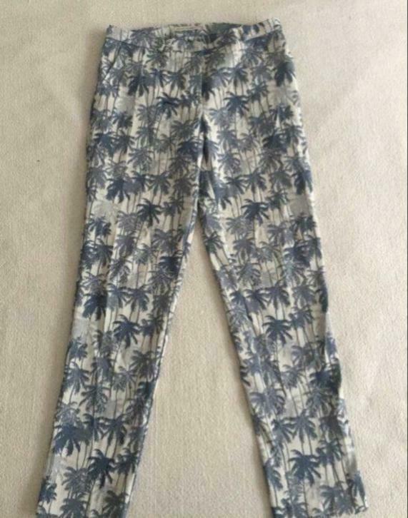 Palmbomen pantalon Nathalie Vleeschouwer, Kleding | Dames, Broeken en Pantalons, Zo goed als nieuw, Blauw, Lang, Ophalen of Verzenden