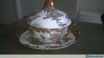 Pot & assiette chinois vintage en porcelaine Tentation peint