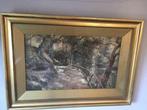 Grote kader met Boslandschap. 85x60 cm, Antiek en Kunst, Ophalen of Verzenden