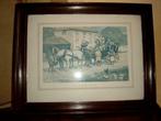 Mooie kleine kader met prent postkoets - A halt by the way a, Antiek en Kunst, Ophalen