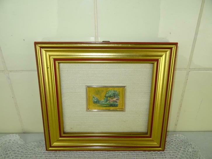 Impression de feuille d'or dans un cadre en bois bibelots an, Antiquités & Art, Art | Lithographies & Sérigraphies, Enlèvement ou Envoi